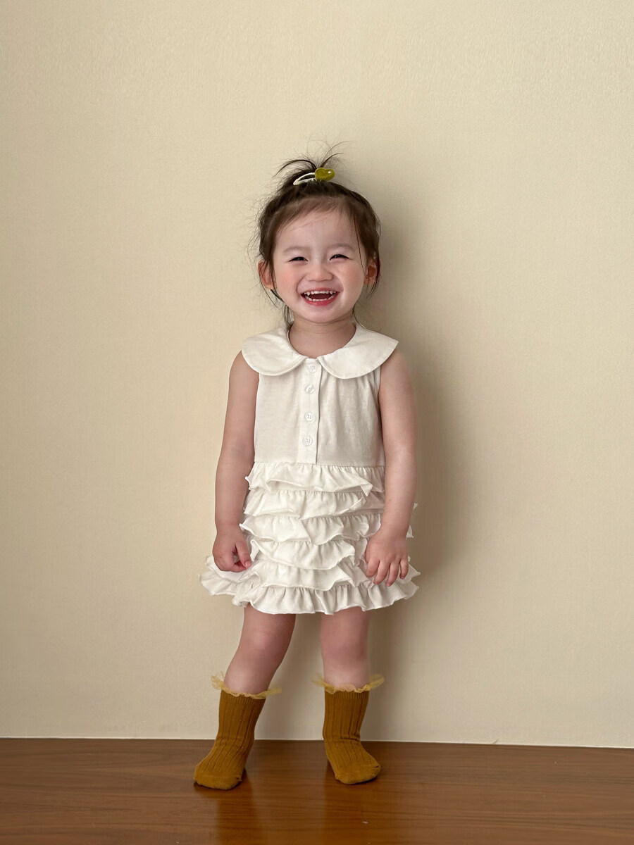 FADOBABY Girls Summer Dress New Baby Princess Doll Collar Cake Dress Children's Sleeveless Dress 8